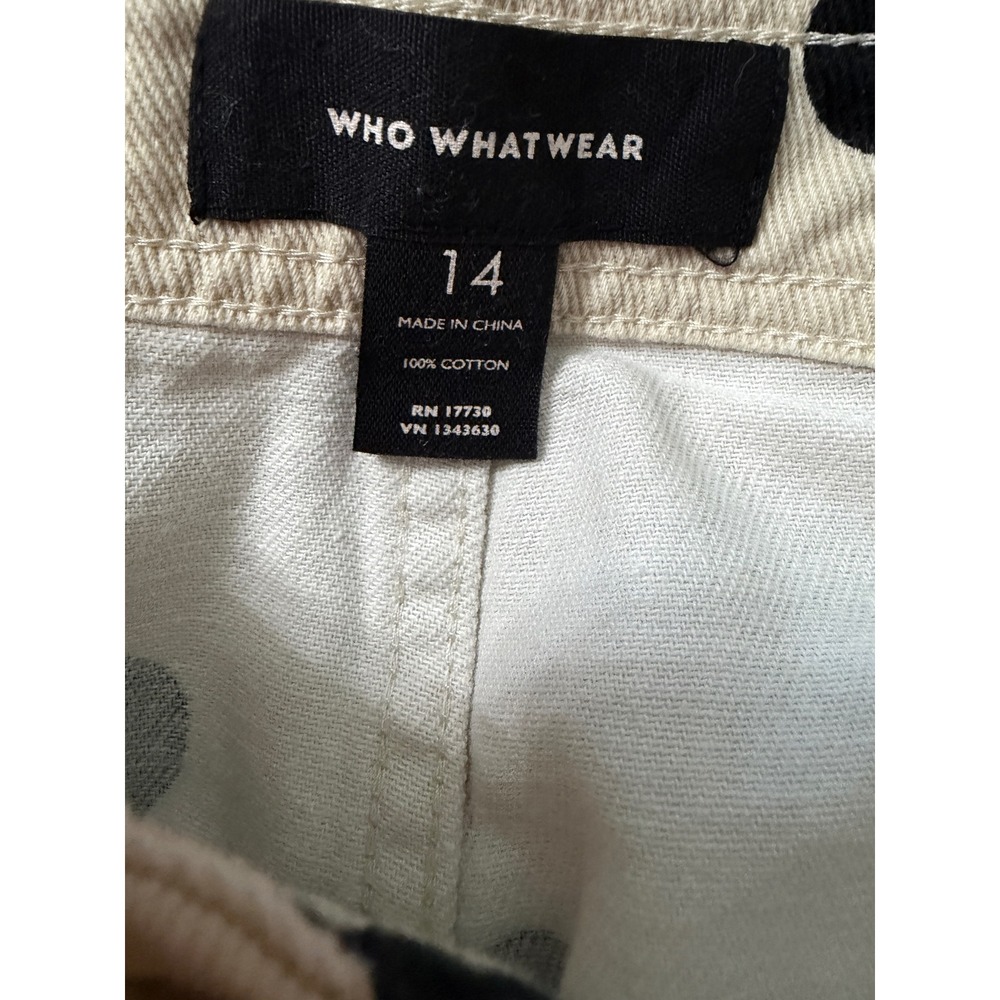 Who What Wear Cream Wide-Leg Polka Dot Pants with Black Dots - Picture 2 of 2